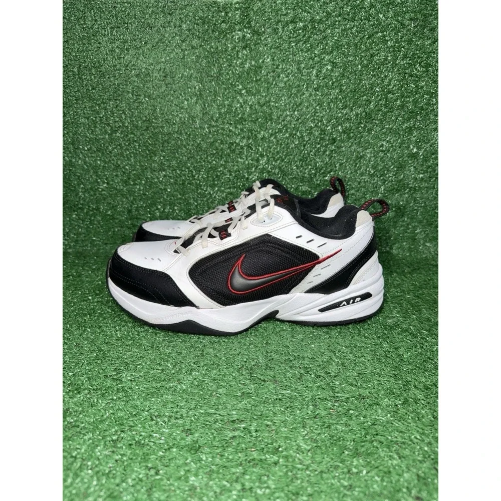 Nike Air Monarch IV Mens Size 10 Black White Red Comfort Shoes Walking Sneakers